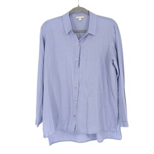 Eileen Fisher Organic Linen Button Down Shirt Periwinkle